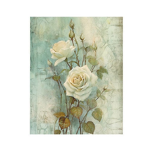 11x14 Green Roses Floral Wall Art Canvas Print