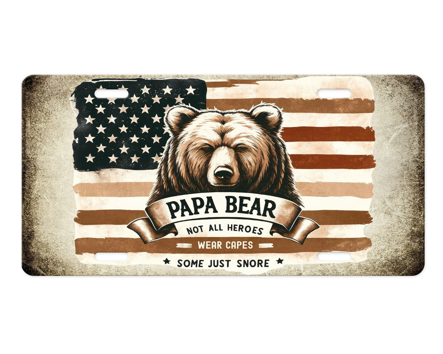 Vanity Front License Plate, Papa Bear Aluminum License Plate Car Accessory Decorative Front Plate