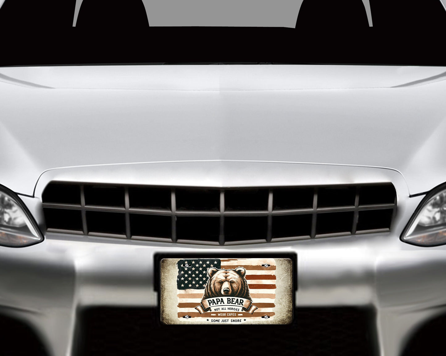 Vanity Front License Plate, Papa Bear Aluminum License Plate Car Accessory Decorative Front Plate