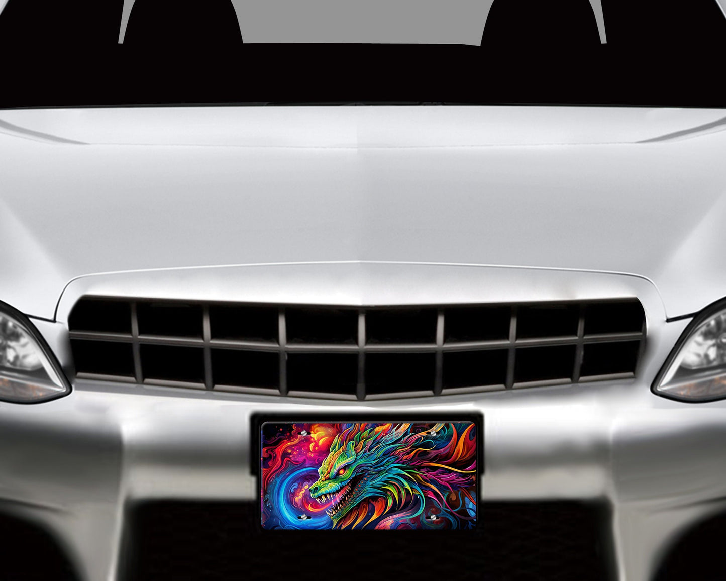 Neon Dragon Vanity Decorative Front License Plate Cute Car License Plate Aluminum Metal Plate