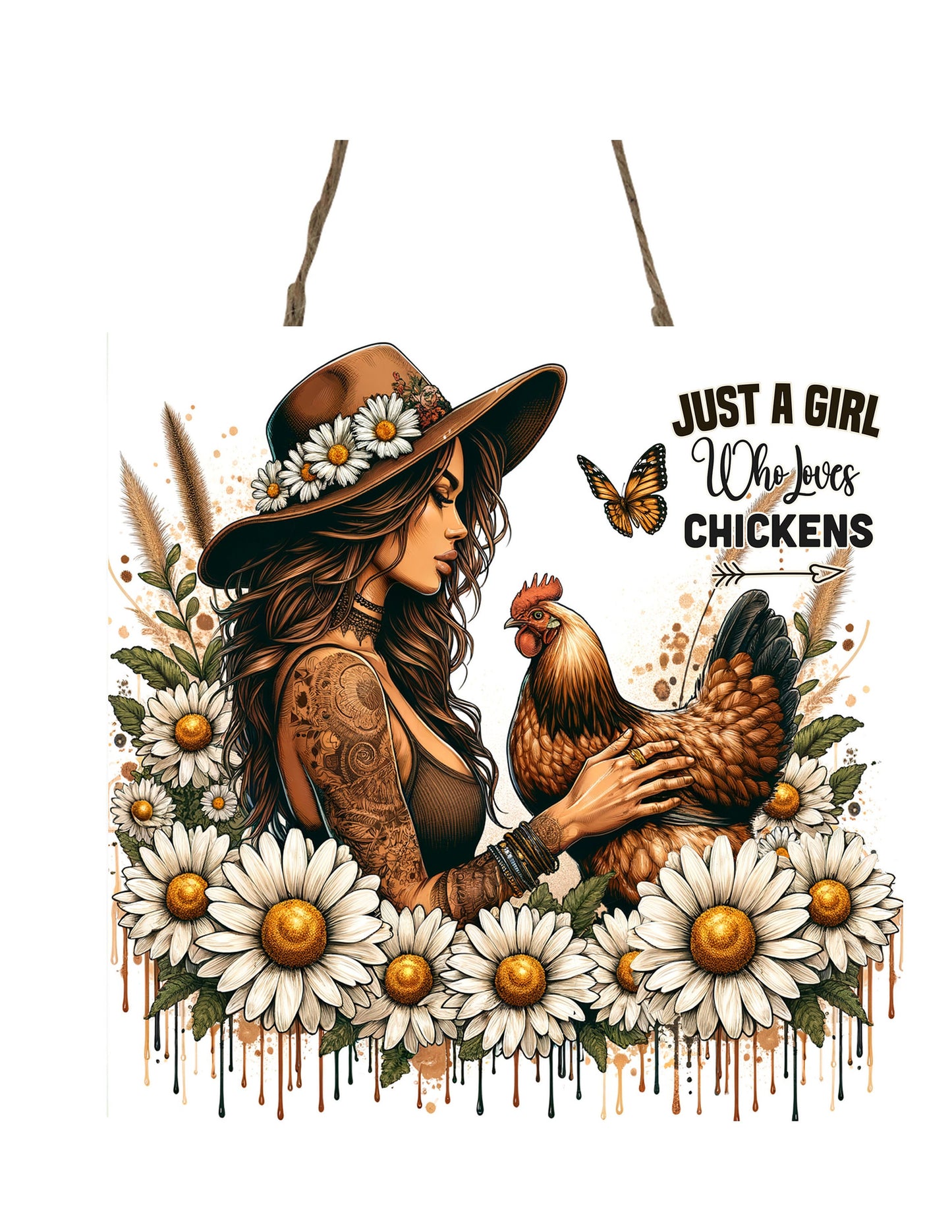 Just a Girl Who Loves Chickens Printed Handmade Wood  Mini Sign