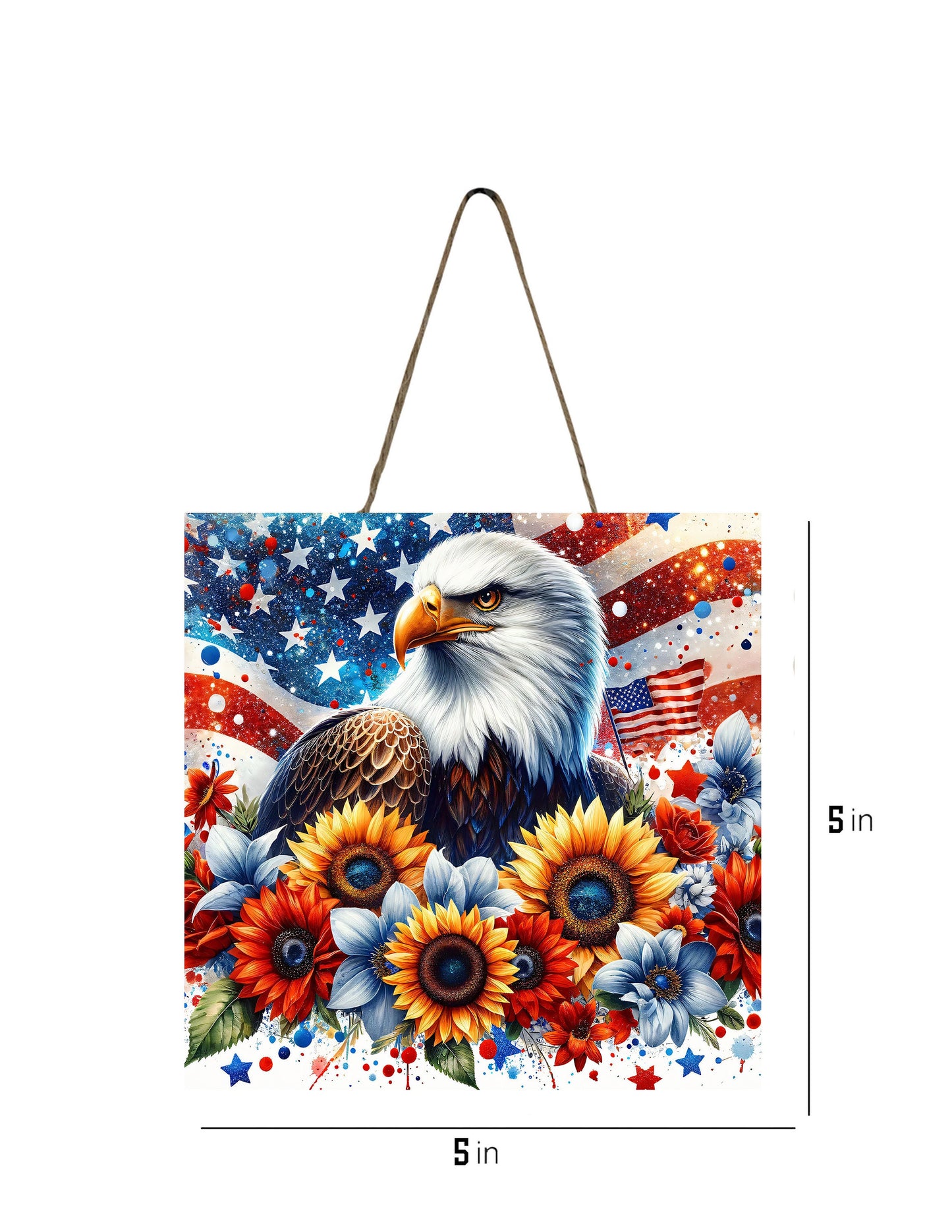 Patriotic Eagle Hanging Wall Mini Sign Wood Home Decor, Door Hanger, Wreath Sign