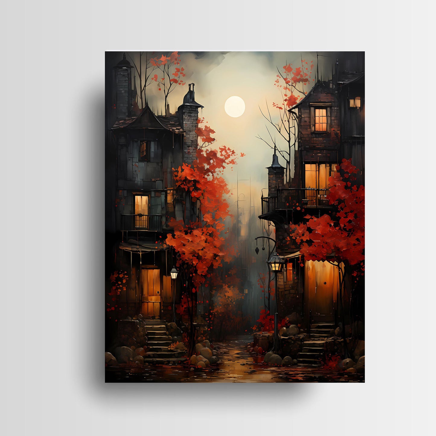 16x20 Red Night Wall Art Canvas Print