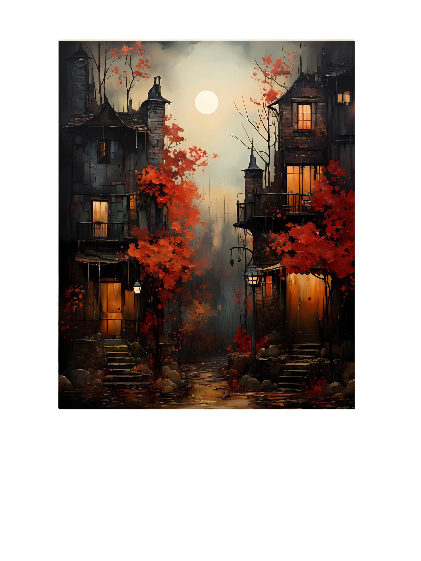 16x20 Red Night Wall Art Canvas Print