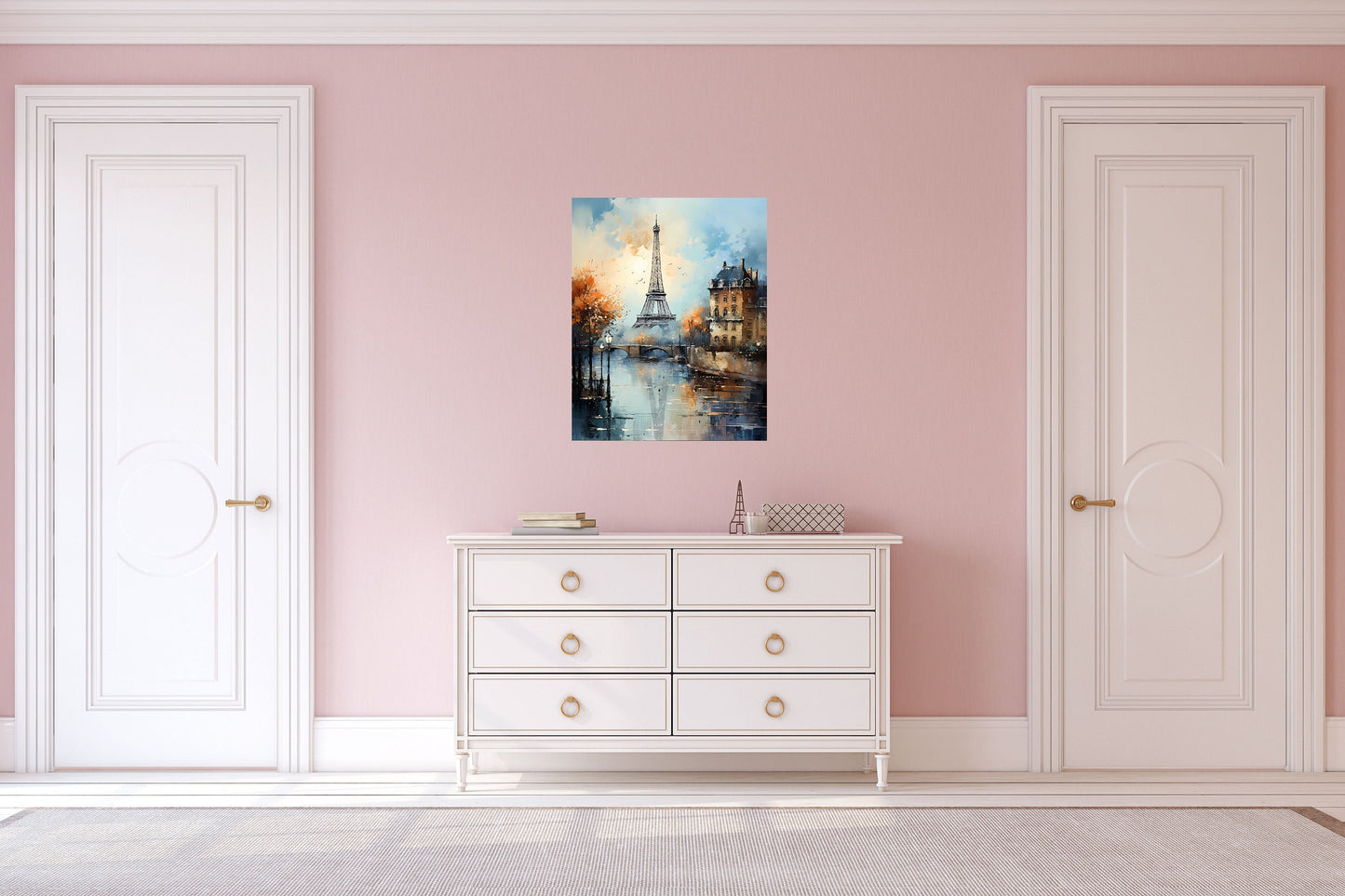 16x20 Paris in Teal Wall Art Canvas Print