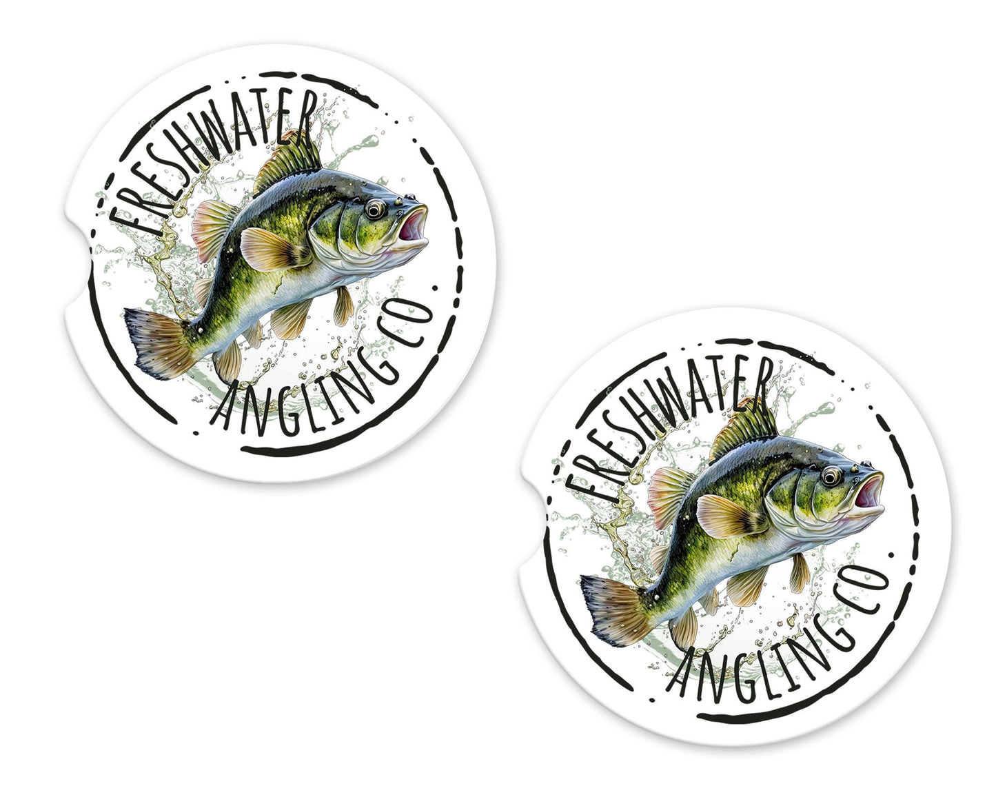 Set of 2 Freshwater Angling Co Sandstone Car Coasters, Car Accessory