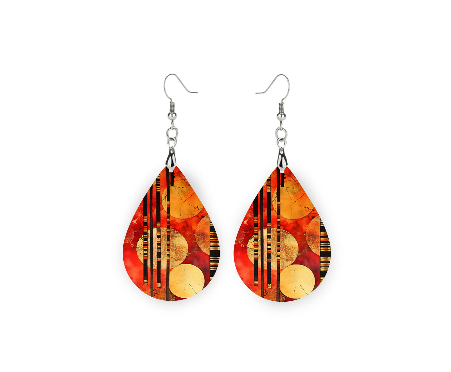 Chop Sticks Print Earrings Print Tear Drop Wood Dangle Earrings Hypoallergenic Jewelry