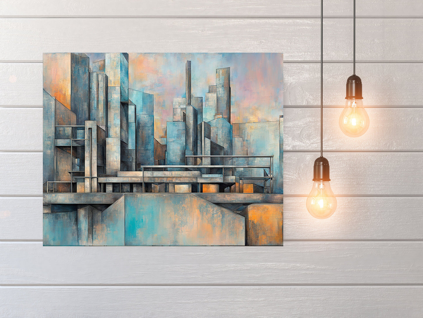 20x16 Abstract Cityscape Wall Art Canvas Print