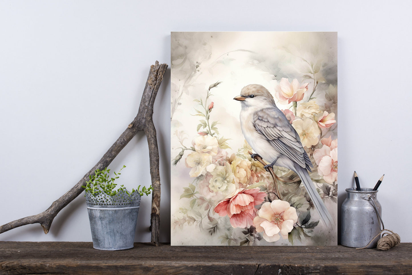 11x14 Bird on White Wall Art Canvas Print