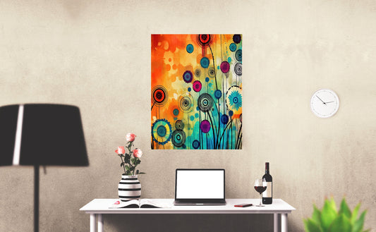 11x14 Bright Abstract Floral Wall Art Canvas Print