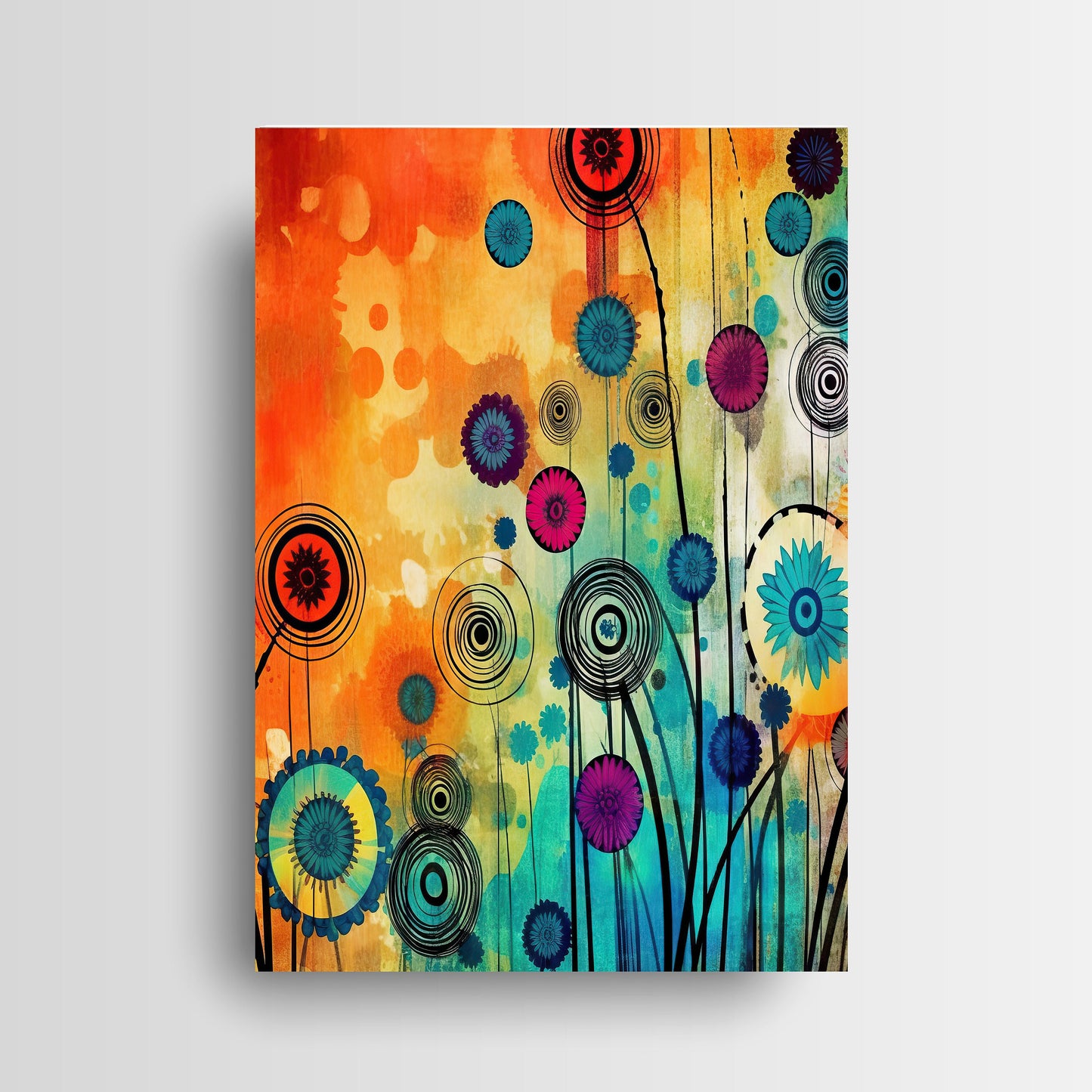 11x14 Bright Abstract Floral Wall Art Canvas Print