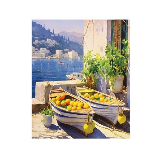 11x14 Seaside Lemons Wall Art Canvas Print