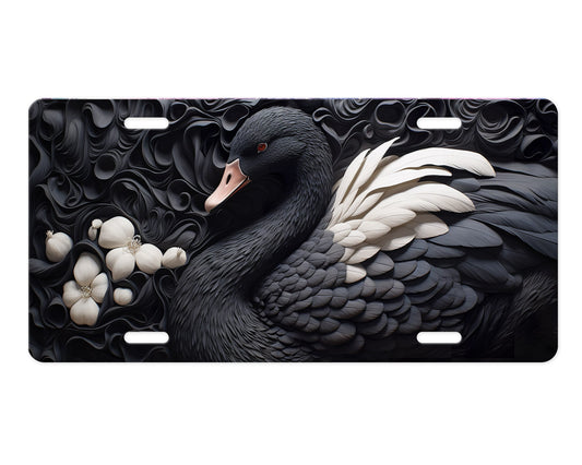 Black Swan Vanity Decorative Front License Plate Cute Car License Plate Aluminum Metal Plate