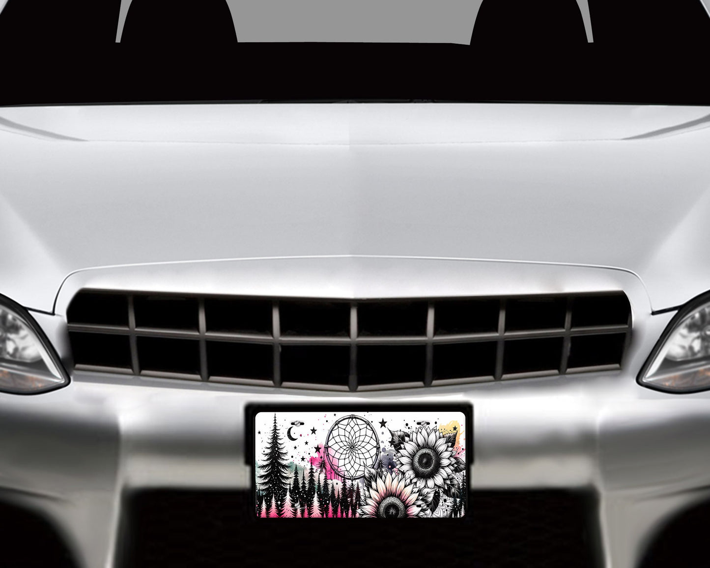 Sunflowers and Dream Catcher Vanity Decorative Front License Plate Cute Car License Plate Aluminum Metal Plate