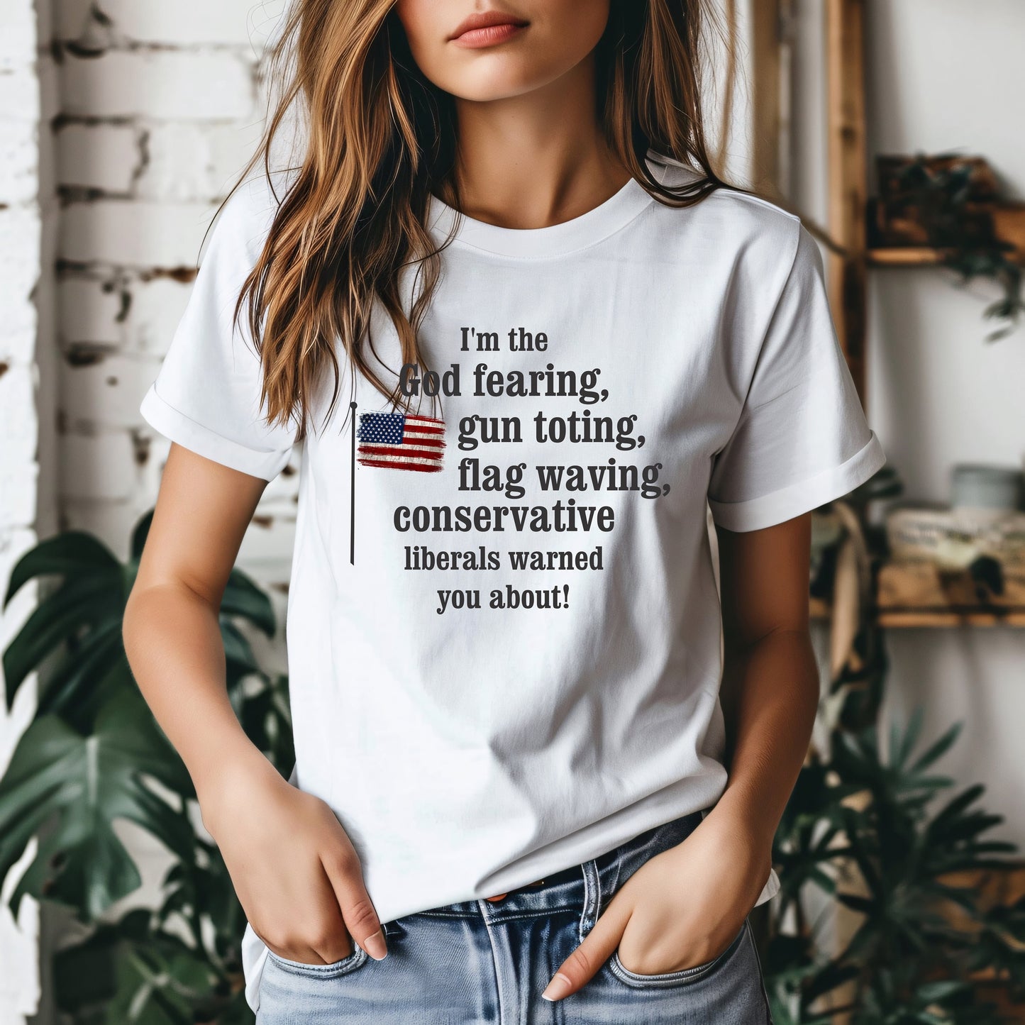 New Release, Flag Waving Conservative T Shirt, Tshirt, Graphic T's  100% Cotton Black White or Gray, Tee,