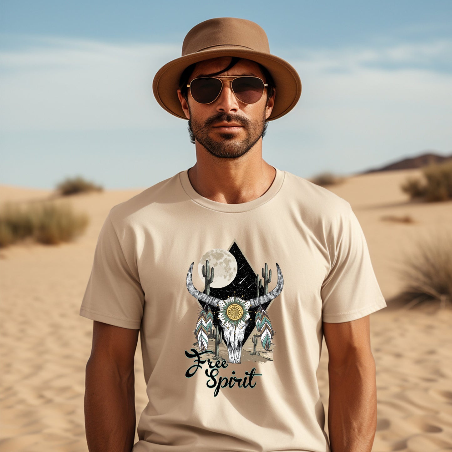 Free Spirit Cow Skull T Shirt, Tshirt, Graphic T's  100% Cotton Tee