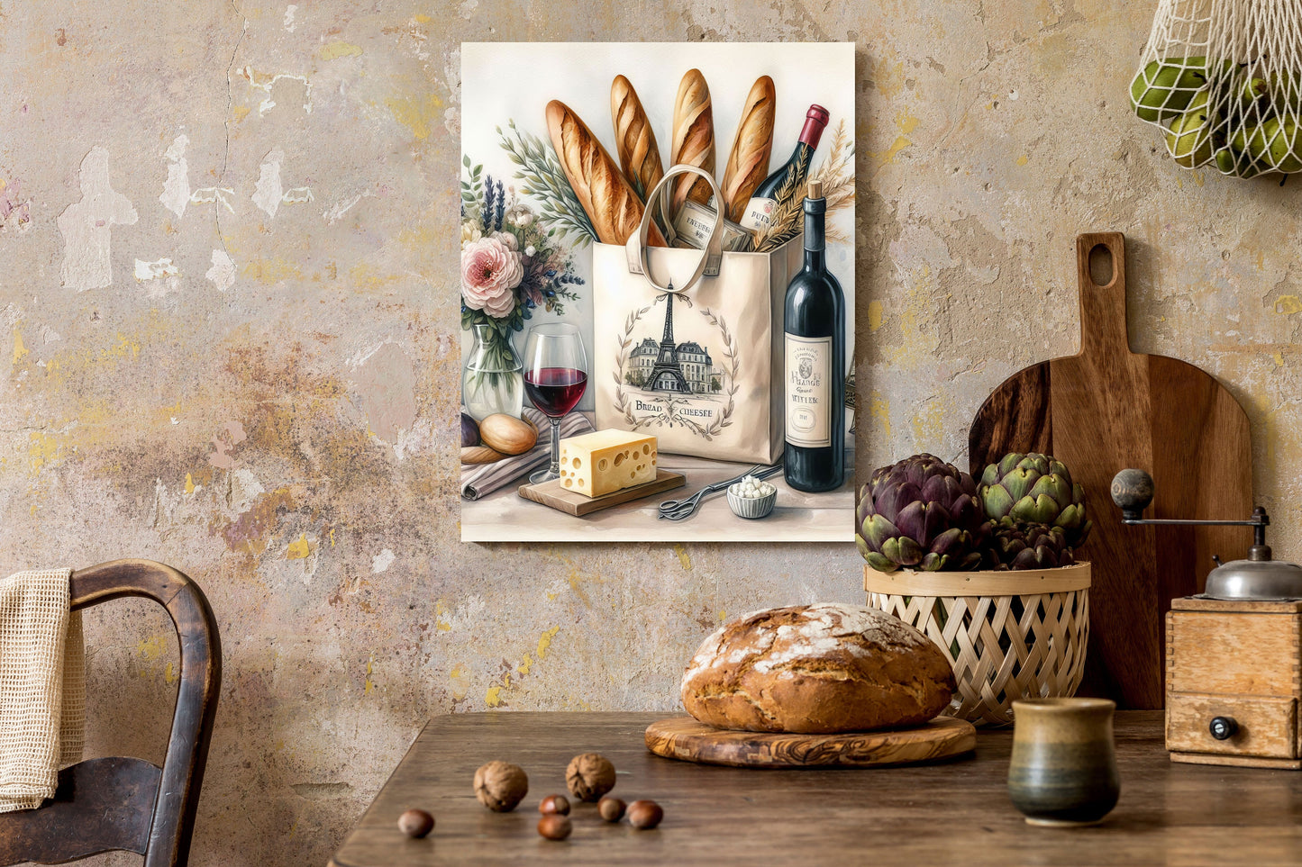 11x14 French Bread Kitchen Wall Art Canvas Print