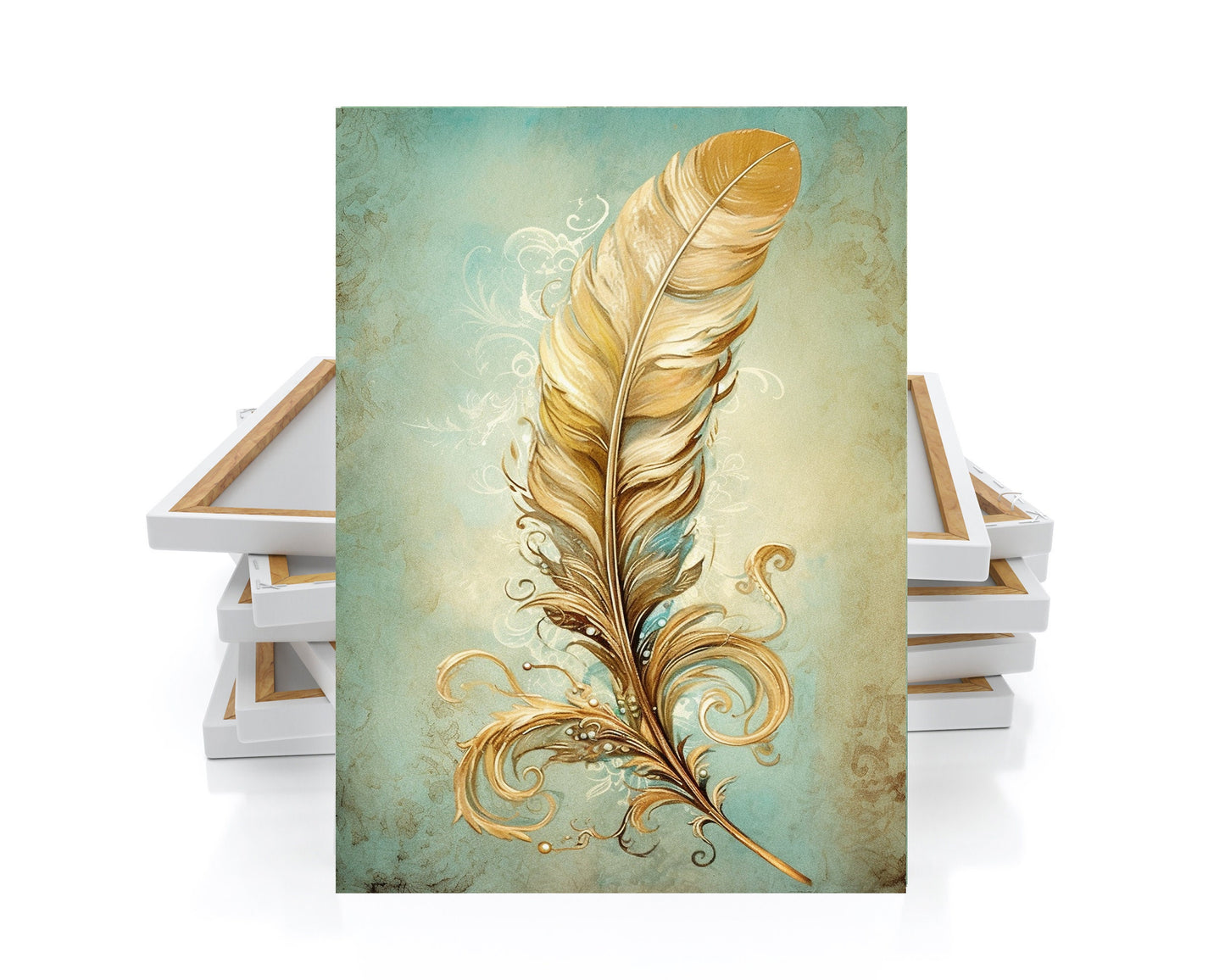 11x14 Gilded Feathers Wall Art Canvas Print