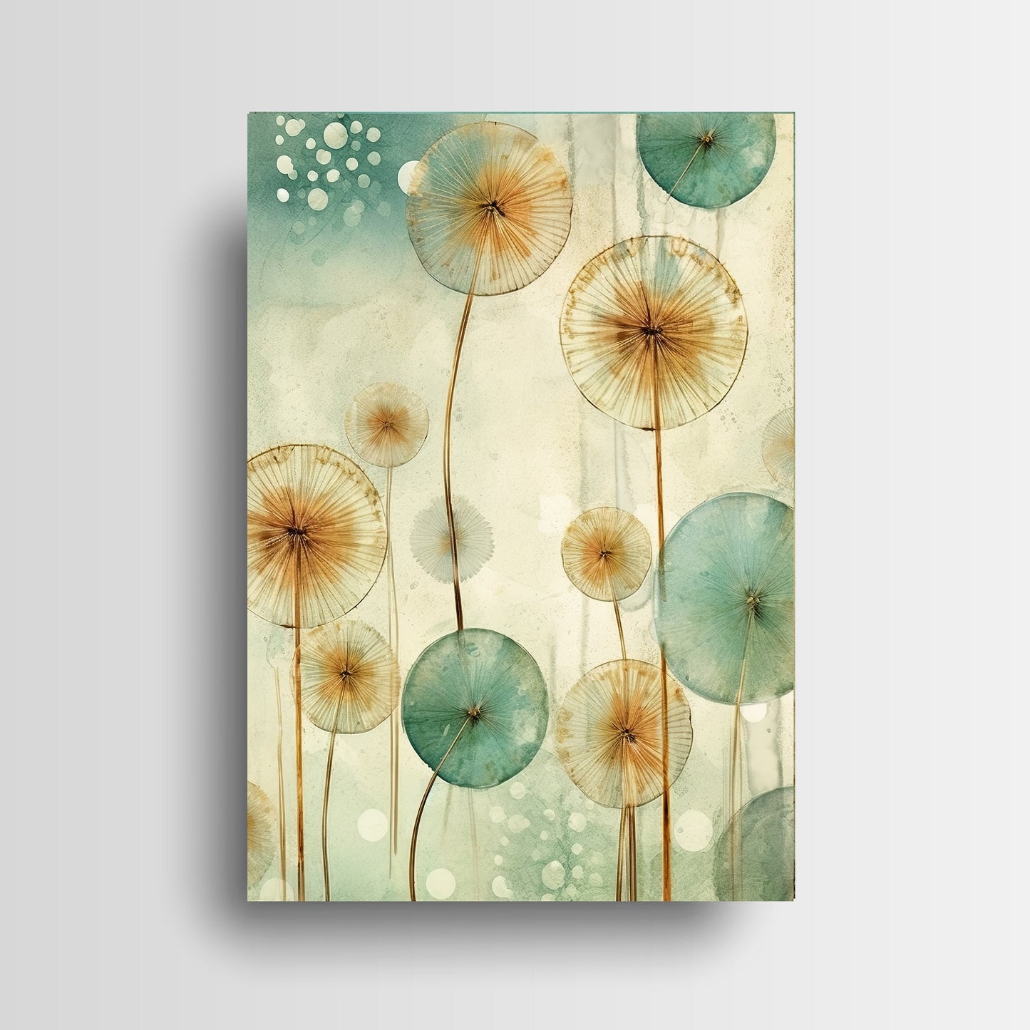 11x14 Green Dandelion Wall Art Canvas Print