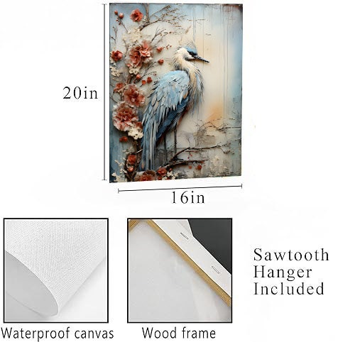 16x20 Blue Heron Wall Art Canvas Print