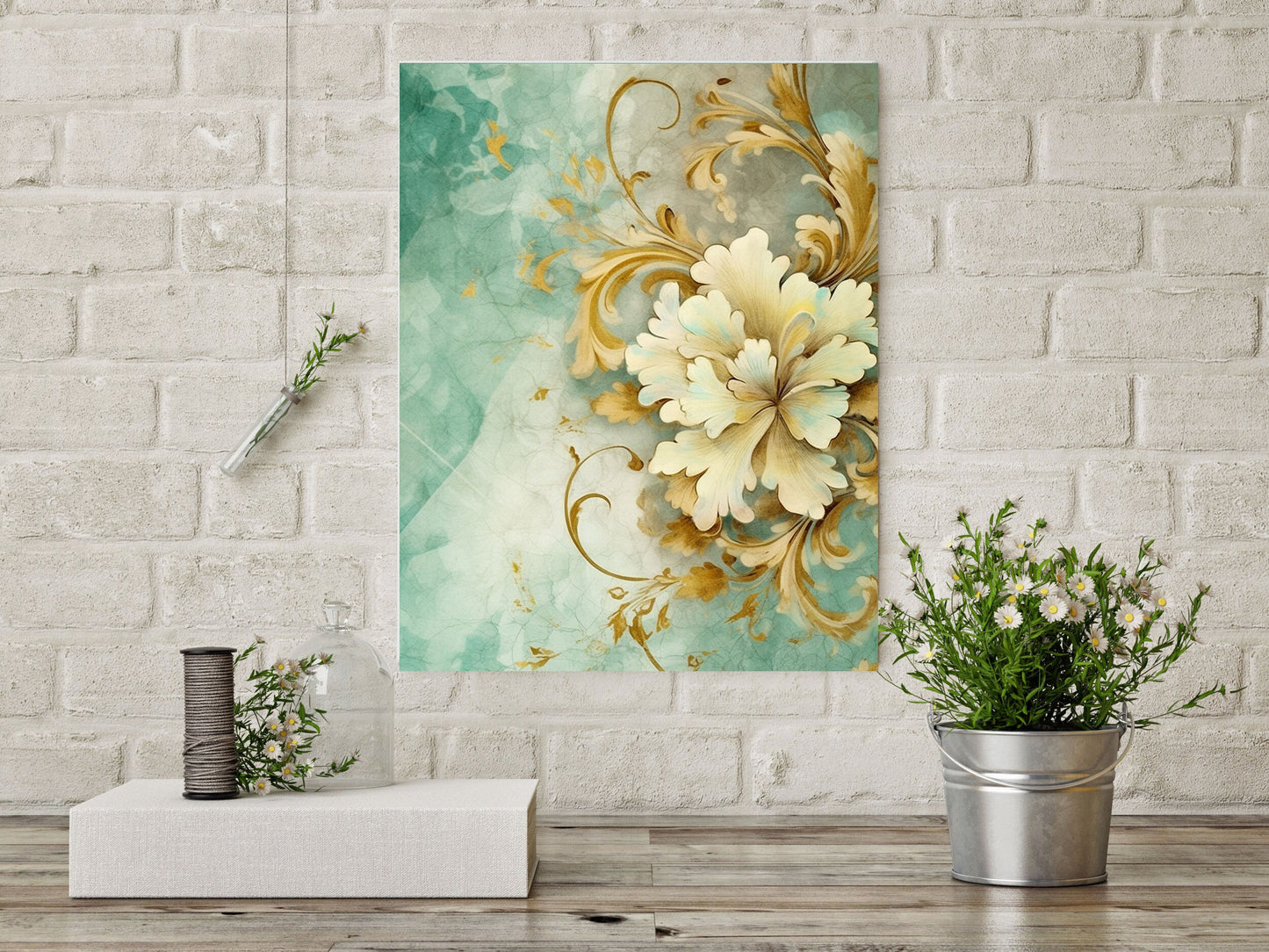 11x14 Gilded Flower Wall Art Canvas Print