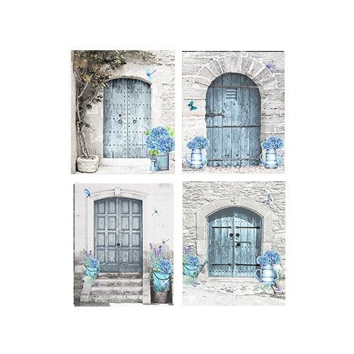 Set of 4  8x10 Blue Door Wall Art Canvas Print, Contemporary Wall Art