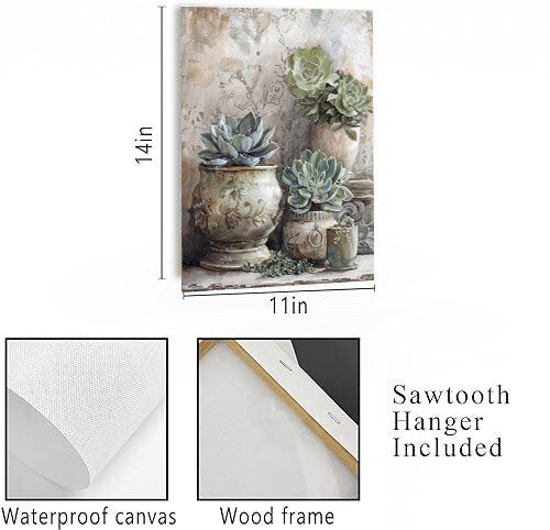 11x14 Succulents Wall Art Canvas Print