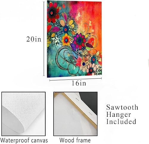 16x20 Bright Floral Abstract Wall Art Canvas Print