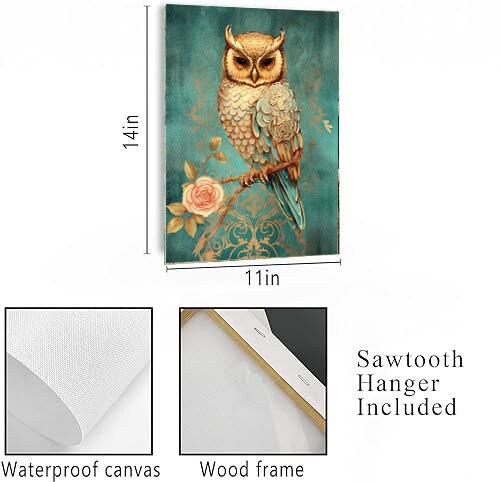 11x14 Gilded Owl Wall Art Canvas Print