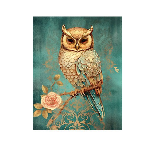 11x14 Gilded Owl Wall Art Canvas Print