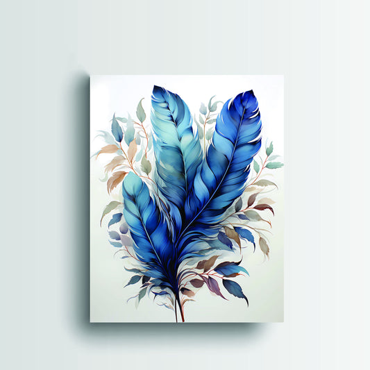 11x14 Indigo Feather Wall Art Canvas Print