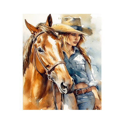 11x14 Girl and Horse Wall Art Canvas Print