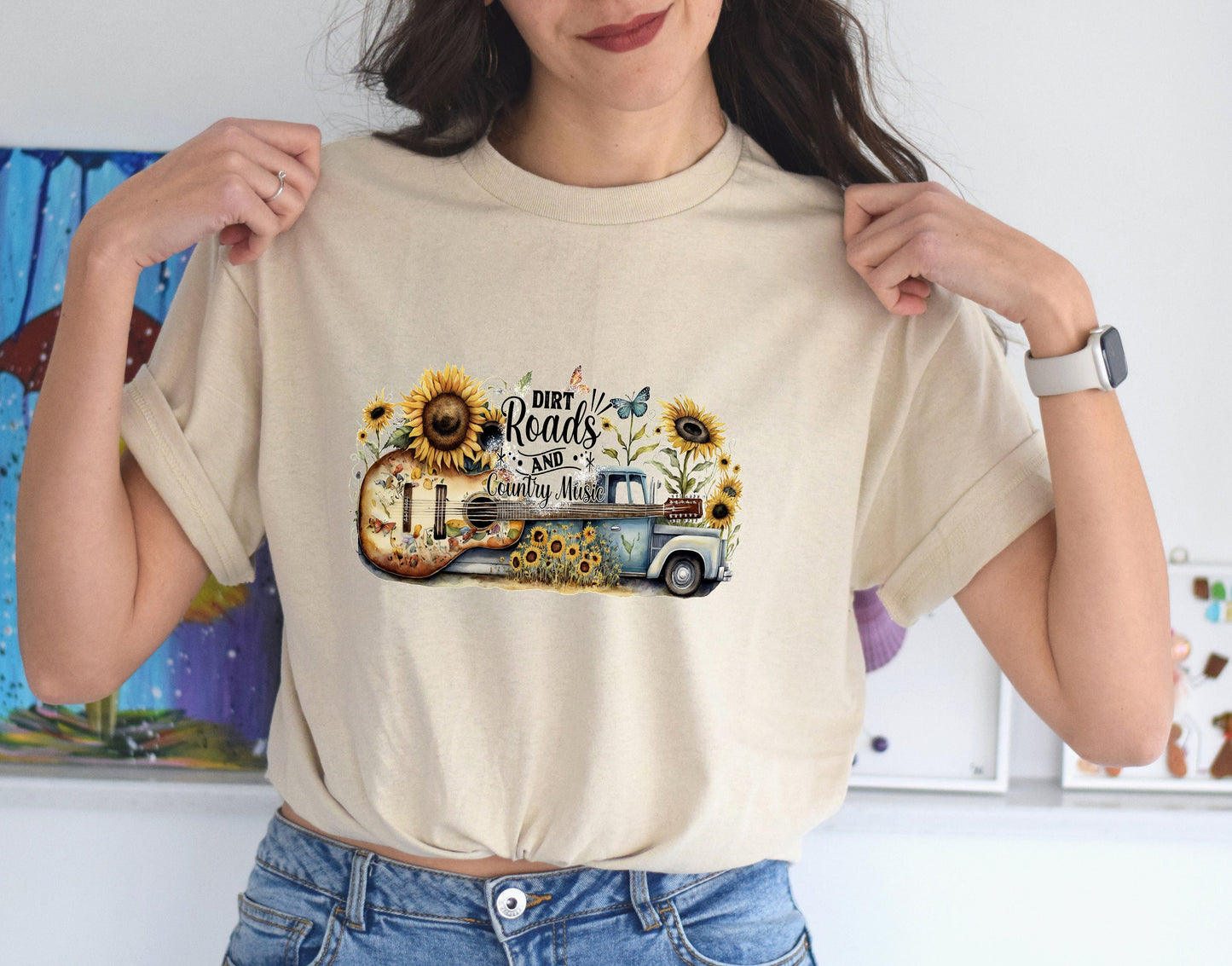 Dirt Roads and Country Music T Shirt, Tshirt, Graphic T's  100% Cotton Tee