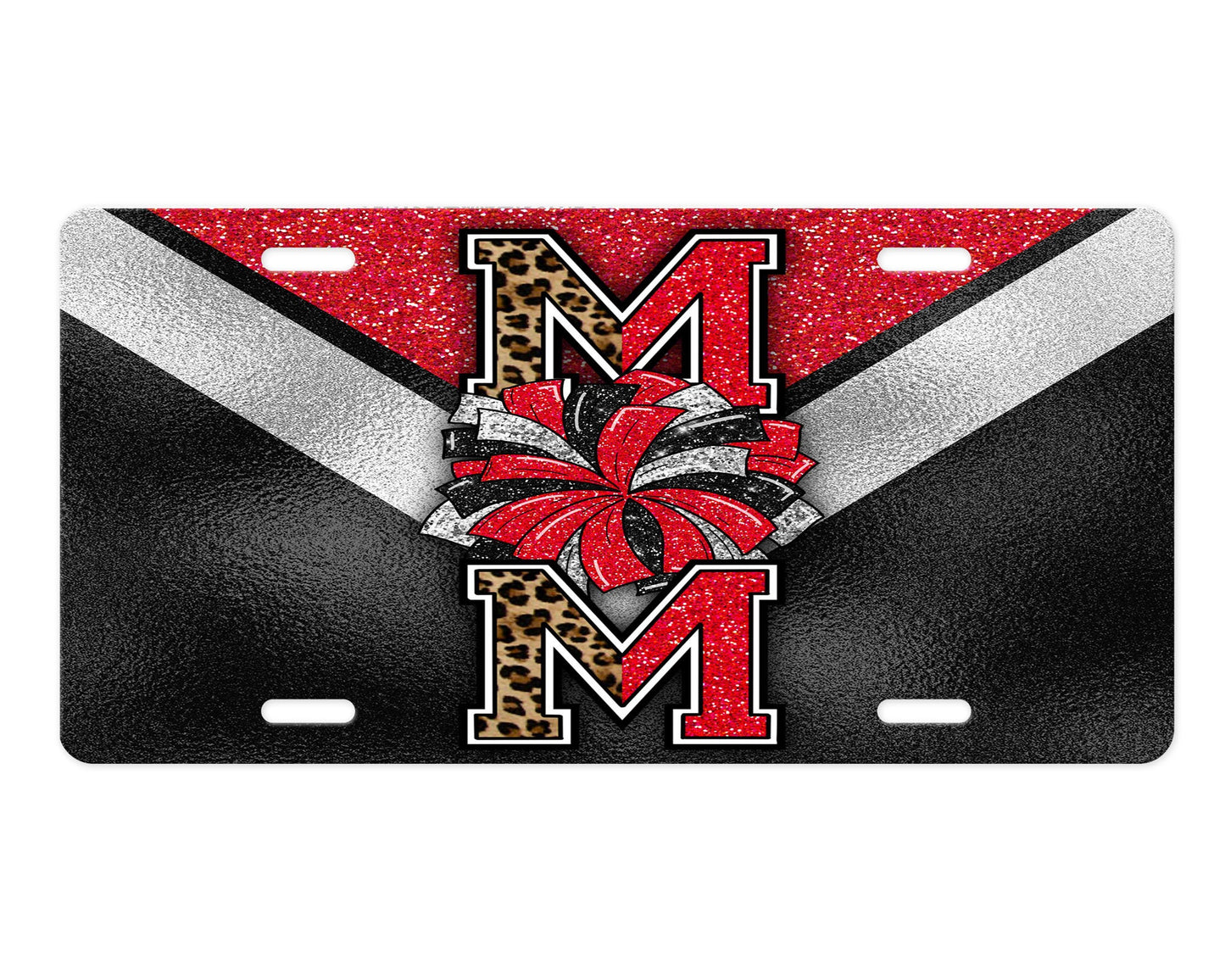 Red Black Cheer Mom Vanity Decorative Front License Plate Cute Car License Plate Aluminum Metal Plate