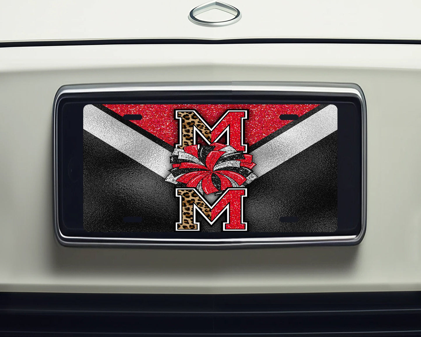 Red Black Cheer Mom Vanity Decorative Front License Plate Cute Car License Plate Aluminum Metal Plate