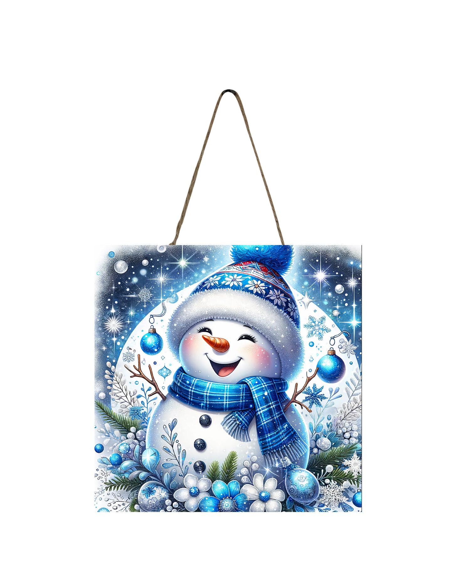 Christmas Ornament, Cute Blue Snowman, Tier Tray Decor, Wreath Sign, Mini Sign, Door Hanger