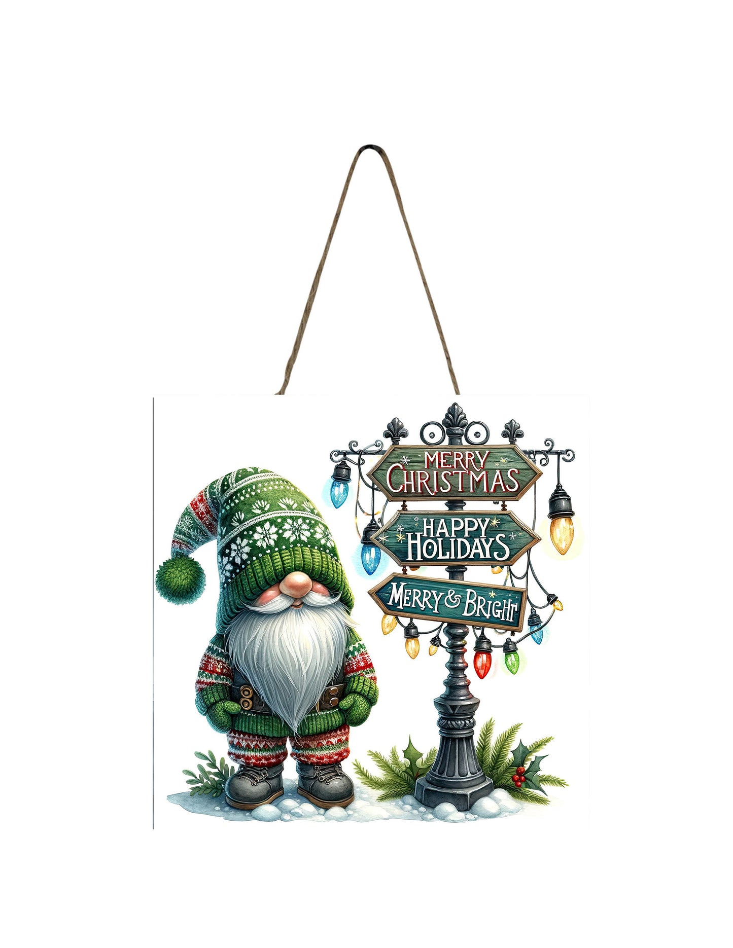 New Release, Christmas Ornament, Green Gnome and Christmas Sign, Tier Tray Decor, Wreath Sign, Mini Sign, Door Hanger