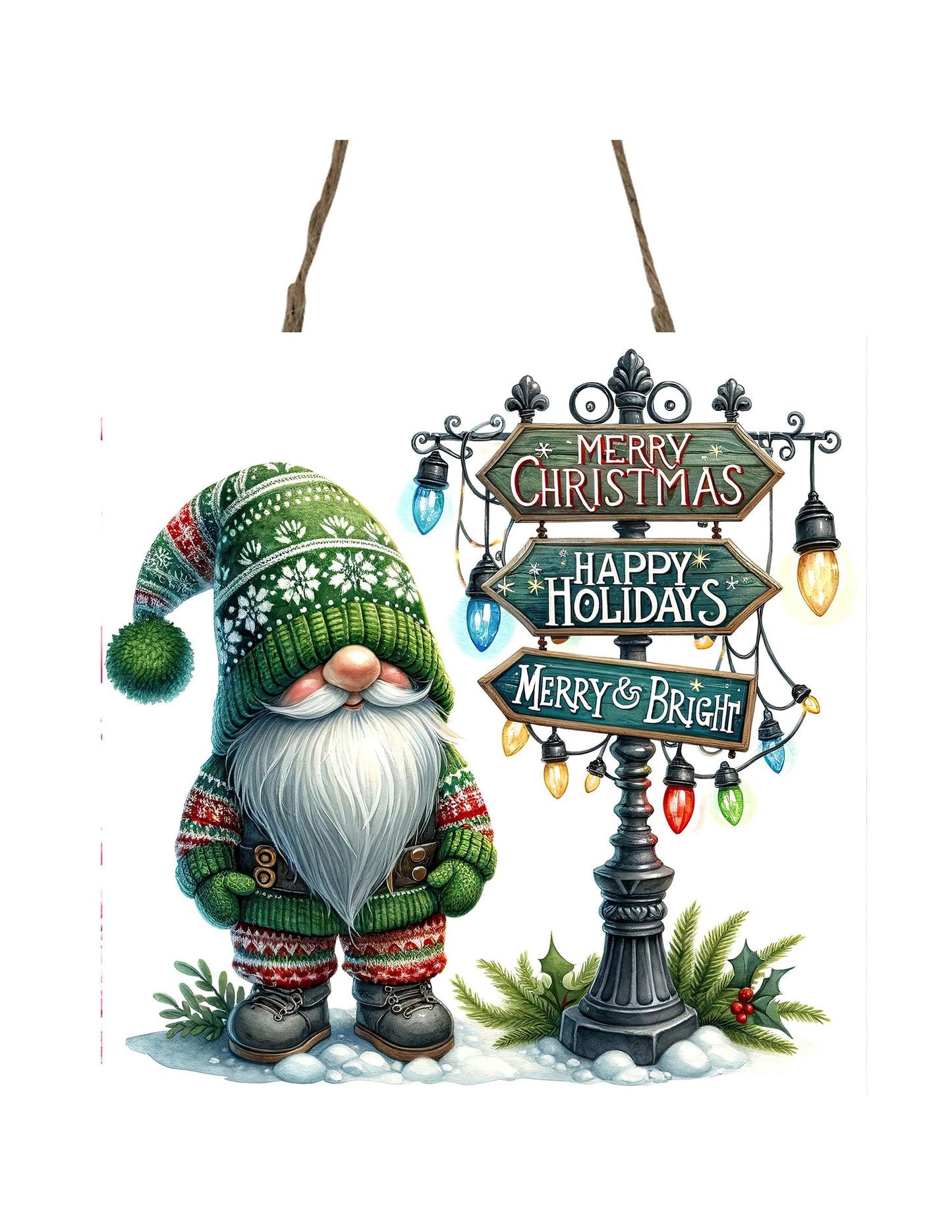 New Release, Christmas Ornament, Green Gnome and Christmas Sign, Tier Tray Decor, Wreath Sign, Mini Sign, Door Hanger