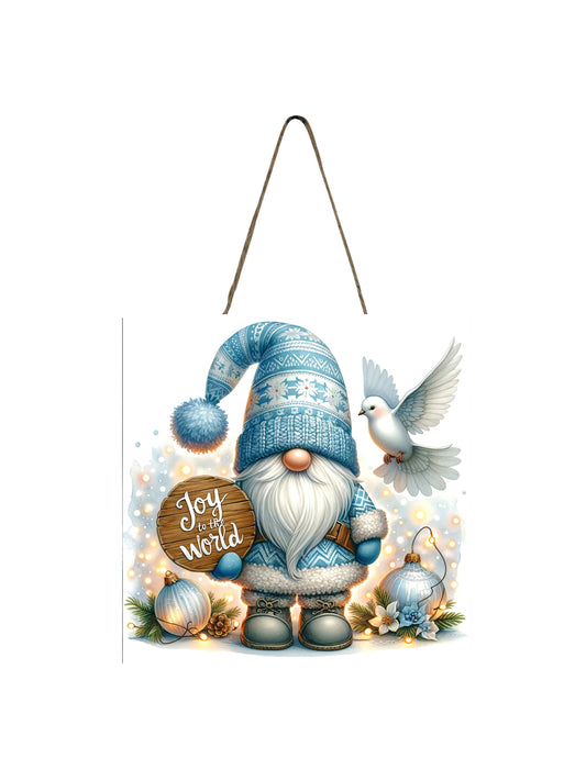 New Release, Christmas Ornament, Joy to the World Blue Gnome, Tier Tray Decor, Wreath Sign, Mini Sign, Door Hanger