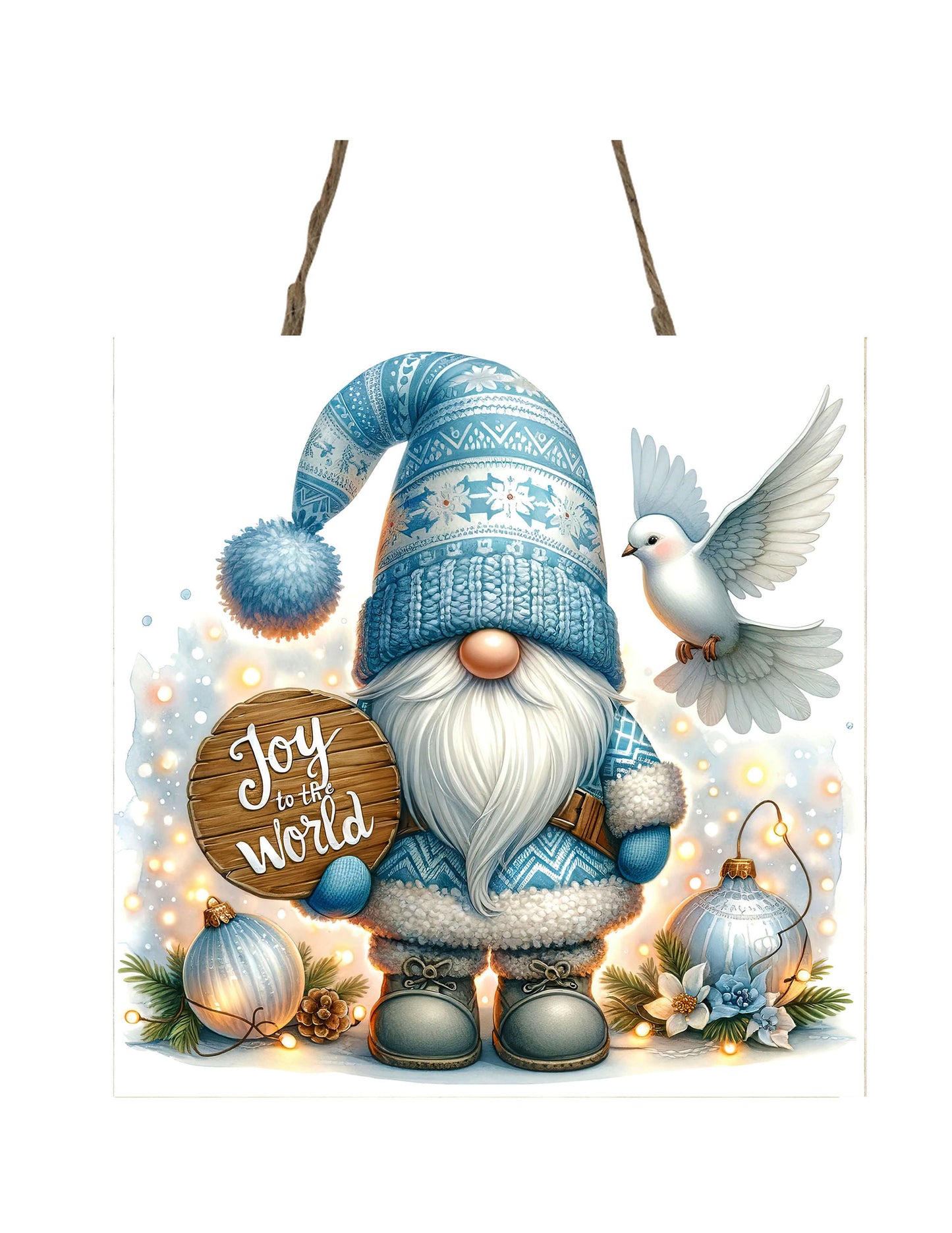 New Release, Christmas Ornament, Joy to the World Blue Gnome, Tier Tray Decor, Wreath Sign, Mini Sign, Door Hanger