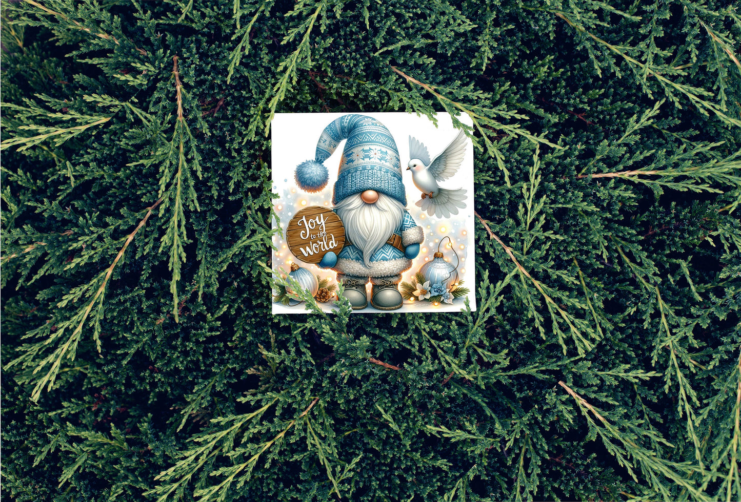 New Release, Christmas Ornament, Joy to the World Blue Gnome, Tier Tray Decor, Wreath Sign, Mini Sign, Door Hanger