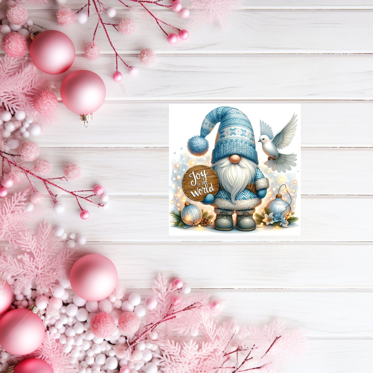 New Release, Christmas Ornament, Joy to the World Blue Gnome, Tier Tray Decor, Wreath Sign, Mini Sign, Door Hanger