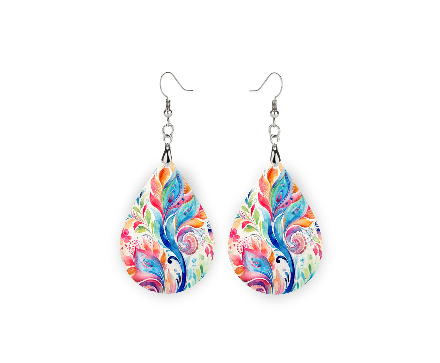 Henrietta Paisley Print Earrings, Teardrop Dangle Printed Earrings Jewelry Handmade