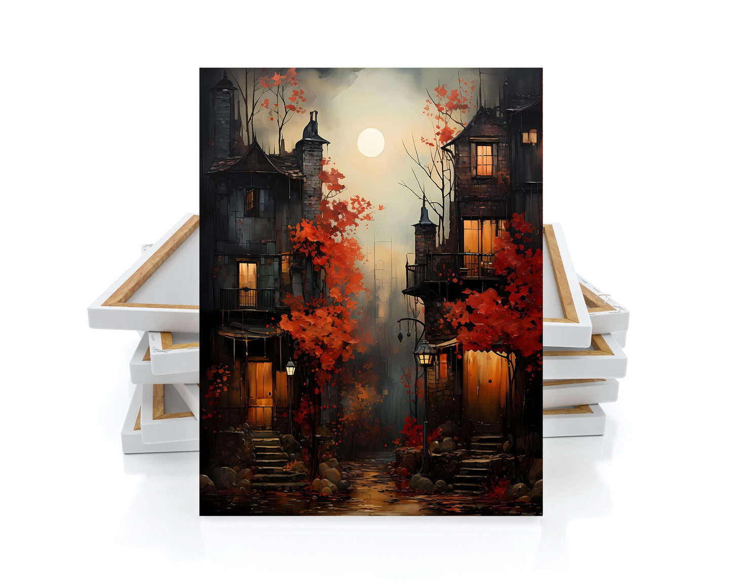 16x20 Red Night Wall Art Canvas Print