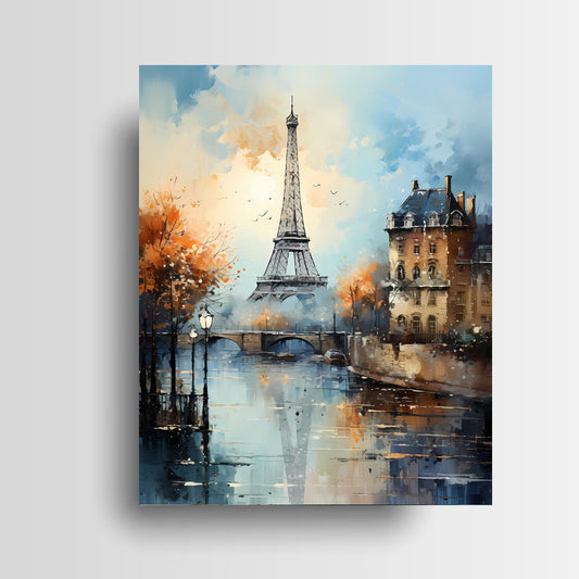 16x20 Paris in Teal Wall Art Canvas Print