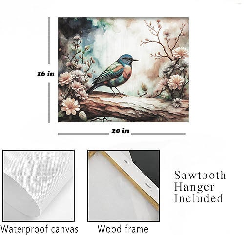 20x16 Bird on a Limb Wall Art Canvas Print