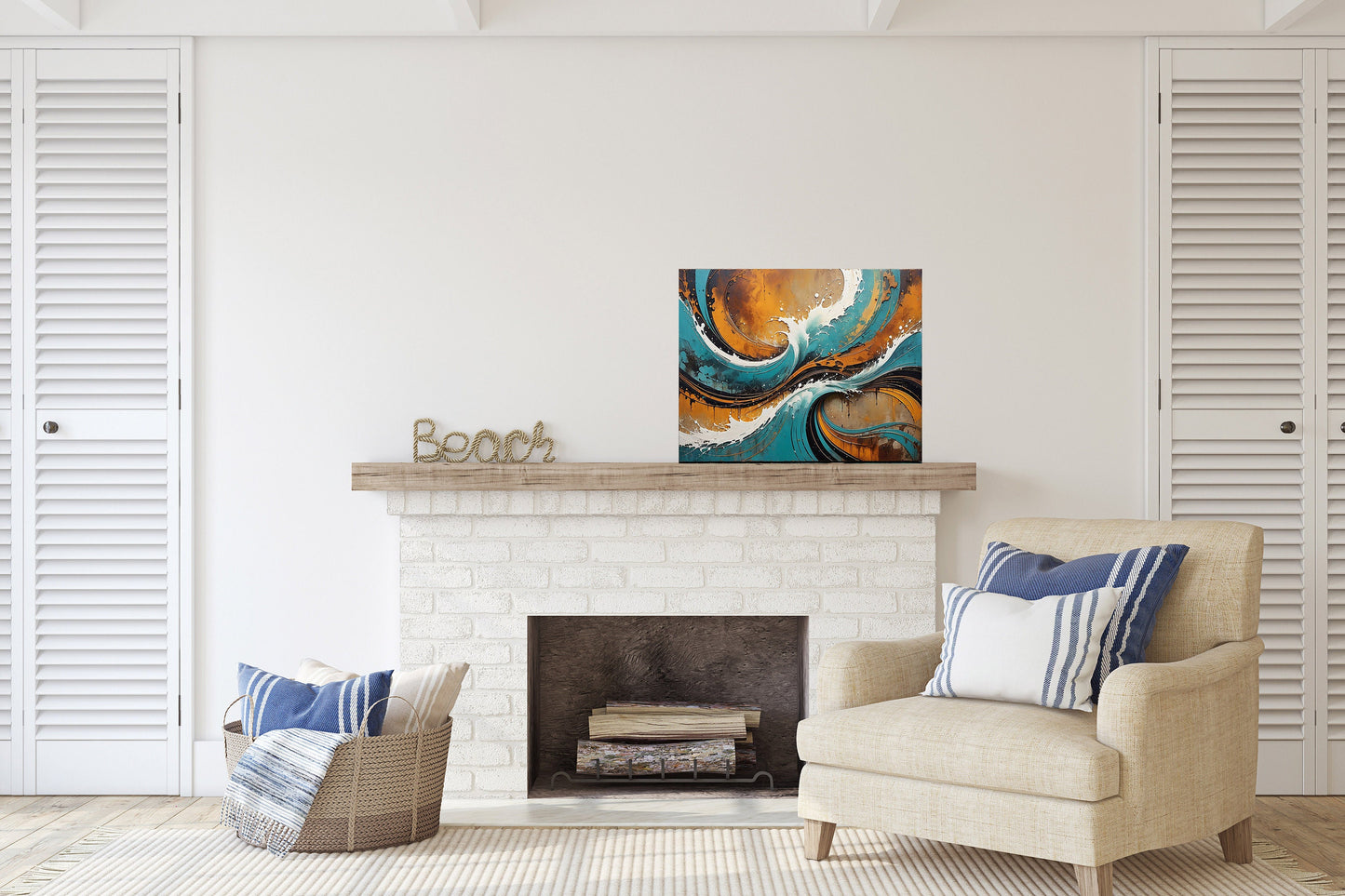 20x16 Competing Waves Wall Art Canvas Print