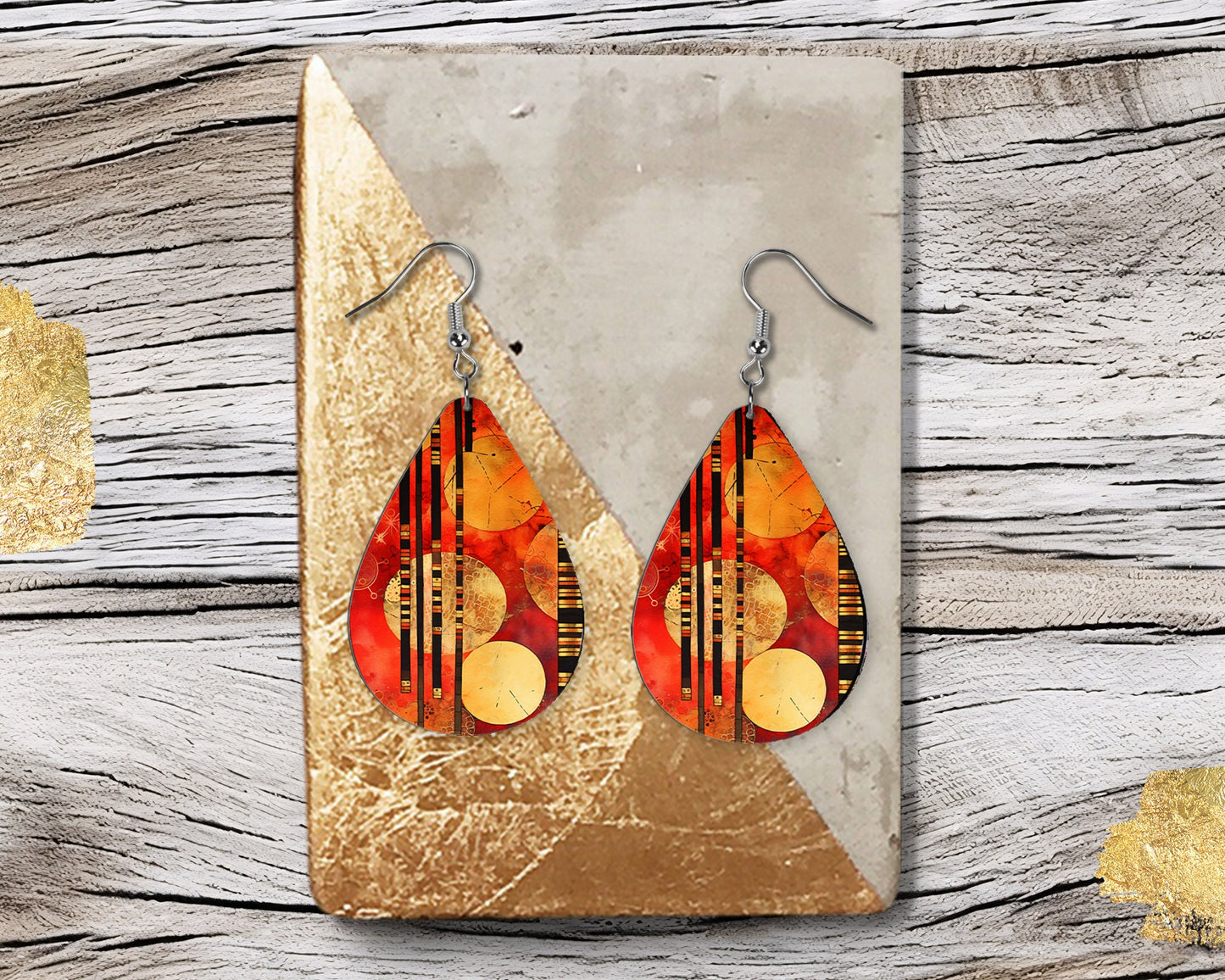 Chop Sticks Print Earrings Print Tear Drop Wood Dangle Earrings Hypoallergenic Jewelry