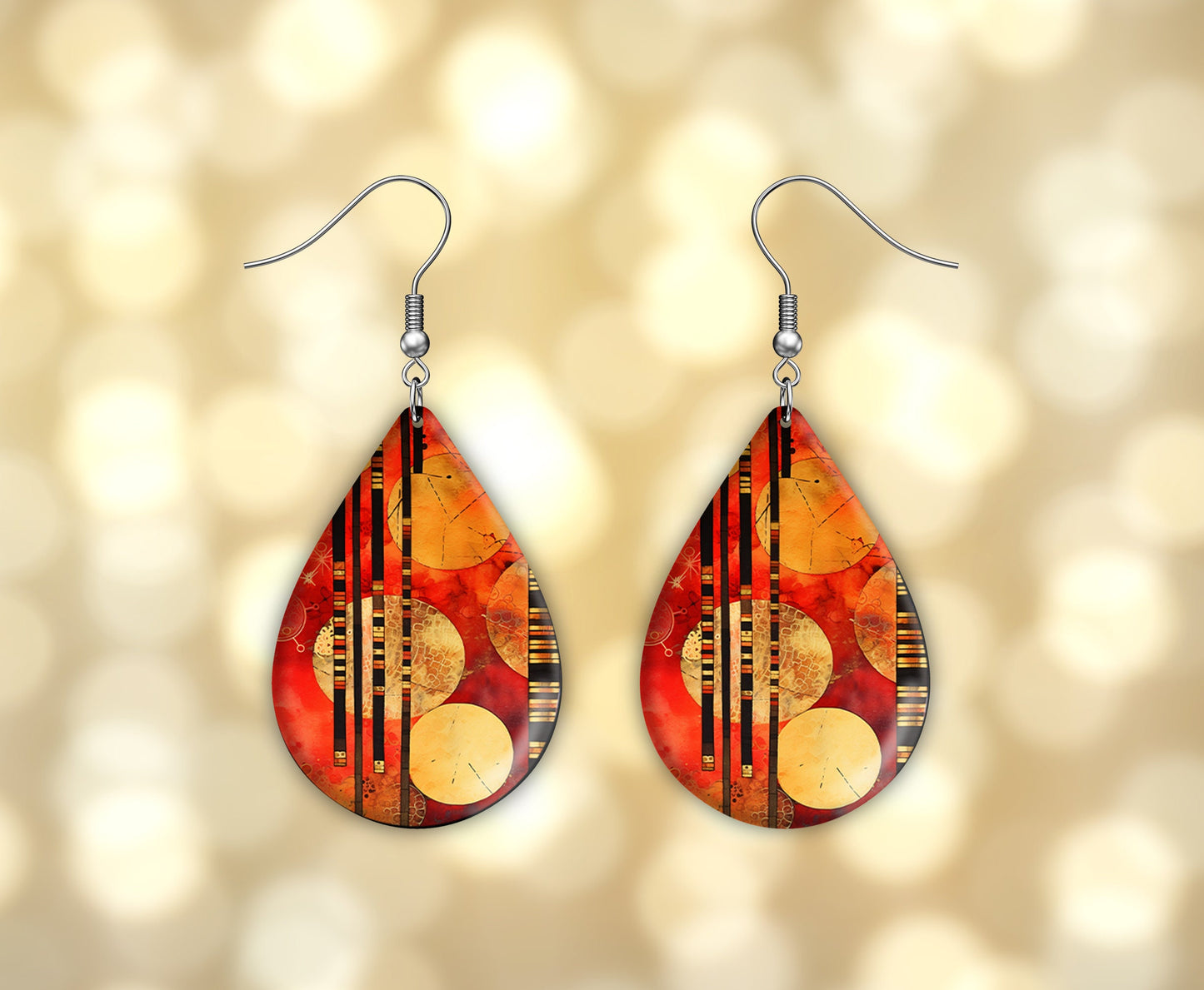 Chop Sticks Print Earrings Print Tear Drop Wood Dangle Earrings Hypoallergenic Jewelry