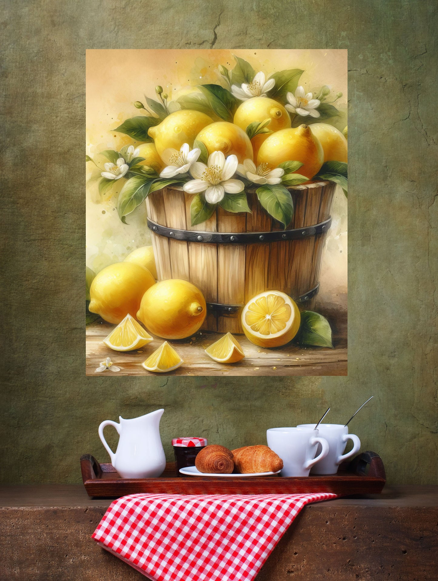 New Release, 16x20 Lemon Basket Wall Art Canvas Print